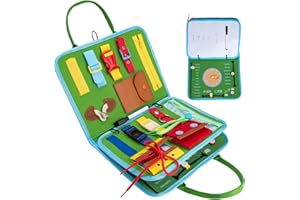 Achiyway Busy Board per Bambini, Giochi Montessori con Lavagna, Giochi Educativi per 3 4 5 Anni, con Lavagnette, Fibbie, Cerniere, Lacci, Bottoni, per Bambini Regalo