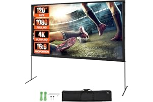 VEVOR Écran de Projection sur Pied 120 pouces 16:9 HD Toile de Projection Portable Double Face Anti-Plis Grand Angle de Vision avec Sac de Rangement pour Vidéoprojecteurs Cinéma Maison et en Plein Air