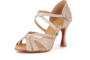 Syrads Damen Standard & Latein Tanzschuhe Salsa Tango Walzer Bachata Kizomba Modern Tanzschuhe mit Strasssteinen 1050