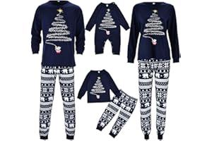 MFHMOM Weihnachts Pyjama Familie Set, Kuschelig Matching Schlafanzug Damen Herren Partner Baumwolle Christmas Pyjama Kinder Jungen Mädchen Familie Pyjamas Set Weihnachten Bedruckte Nachtwäsche