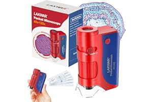 LAKWAR 60x-120x Mini Pocket Microscope for Kids Adults, Portable Handheld Microscope, Miniscope Portable for Kids Little Scientist Students School Minilabsters Education