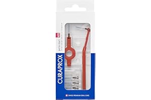 Curaprox Brosse interdentaire CPS 405 Perio Start – Pour les Espaces plus Grands et le Soin des gencives/Comprend 5 Brosses et Deux Supports/Rose Cerise/Fabriqué en Suisse