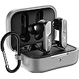 Sounce Earphone Case Cover for Boat Airdopes 800 TWS Soft Silicone Skin Case Cover Shock Absorbing Protective Case with Keychain [Front LED Visible] - Grey
