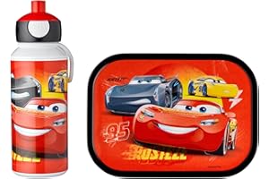 Mepal - Set de Almuerzo Campus - Fiambrera para Niños con Botella Pop-up y Fiambrera - Set de Almuerzo para el Colegio o para Llevar - Sin BPA - 400 ml + 750 ml - Cars