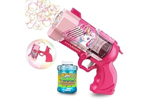 Blubbel Pistolet a Bulle, Machine pour Bulles Savon Enfant, Générateur Mousse LED, Jouet Extérieur, Cadeau Été, Bazooka Mariage, Lance-Bulles Portable, Activité Jardin, Jouets de Plein air