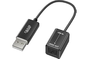 Cubilux USB A till TOSLINK adapter, SPDIF-utgång, 192 kHz/24 bit | Optisk USB A utgång för dator: stereo/kompatibelt 5.1; PS4/PS5 endast stereo; inte för TV