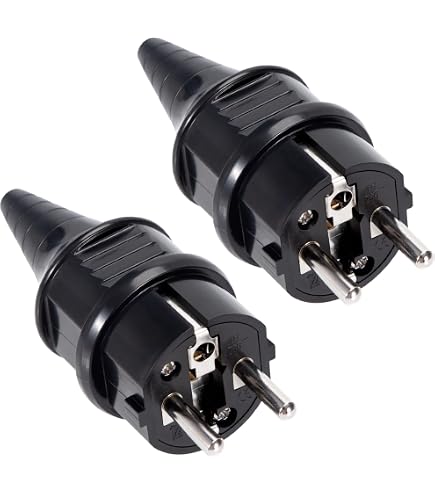 Spina Maschio In Gomma 16A 2P+T IP44: Impermeabile, Con Spellacavi Integrato, Potenza Max 3680W, Certificato NF