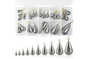 Peaken 25pcs Mixed Fishing Sinkers - Small Weights for River, Saltwater & Freshwater