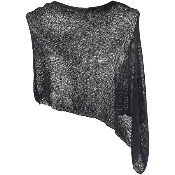 Poéselle Lichtgewicht, doorschijnende gebreide off-shoulder poncho voor