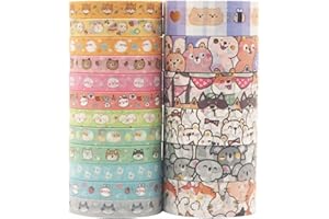 YUBX Lindo Mascotas Washi Tape Set cinta adhesiva decorativa Washi Glitter Adhesivo de Cinta Decorativa para DIY Crafts Scrapbooking 18 Rollos