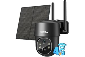 Xega 4G Telecamera Solare Esterno con SIM Scheda, 2K HD PTZ Telecamere Senza Fili con Pannello Solare Batterie, Visione Notturna, Rilevamento del Movimento, Audio Bidirezionale, Rotazione(Senza WiFi)