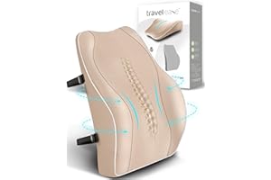 ‎TRAVEL EASE TRAVEL EASE Ergonomiczna Poduszka Lędźwiowa, Podparcie Pleców z Pianki Zapamiętującej Kształt do Fotela Samochodowego Krzesło Biurowe, Oparcie z Antystatyczną Osłoną i Regulowanymi Paskami, Beżowy