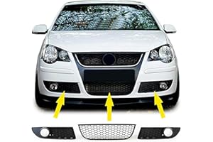 ‎CARPARTS-ONLINE Waben Grill Kühlergrill Einsatz + Nebelscheinwerfer Blenden für VW Polo 9N3
