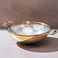 P-TAL Brass Kadhai 3L with Insulated Heat-Resistant Handle and Glass Lid | 100% Pure Brass Tin Coated Kadai for Cooking | Non-Stick and Chemical-Free (Free 30ml Copper & Brass Cleaning Solution)