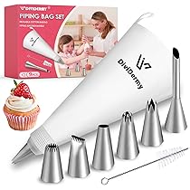 Décoration Gâteau Cupcake Kit Poche à Douille Patisserie - 9 Douilles Inox + 1 Adaptateur - Pour Décoration Gâteaux, Cupcakes - Réutilisable Poche A Douille Patisserie Professionnelle