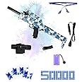 AZJ Gel Blaster Gun Toy for Kids - Premium Quality with New Manual & Automatic Fire - Play on Rechargeable Battery with & Googles - 7-8 mm Luminous Balls (Rifles, FMG9 Foldable)