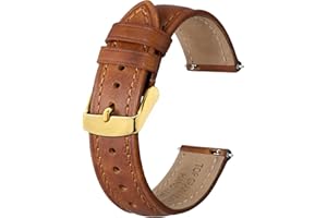 BISONSTRAP Rétro Bracelets de Montre en Cuir pour Homme, Bracelet de Rechange en Cuir de Veau Ciré à L'huile, Dégagement Rapide, Largeur de Bande 18mm 19mm 20mm 22mm