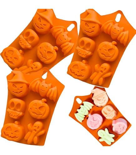 Stampo Per Cioccolatini Halloween - 3 Pezzi A Forma Zucca, Teschio, Fantasma, Con Contagocce, Silicone