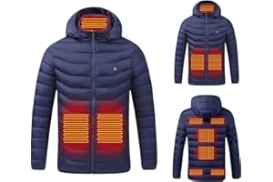 Susenstone Veste Chauffante électrique Homme et Femme Veste Chauffant USB Vêtements Chauffant Hiver Chaud Léger Manteau Doudoune Veste Capuche avec 3 Niveaux de Chauffage,Interface USB