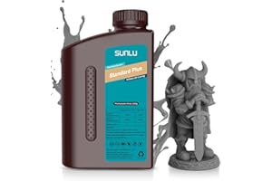 SUNLU 3D Drucker Resin,1kg Upgrade Standard Plus Schnell Härtend 3D Resin für LCD DLP SLA Harz 3D Drucker,405nm UV Härtung 3D Druck Photopolymer Harz,Höhere Präzision und Zähigkeit,1000g Dunkel Grau