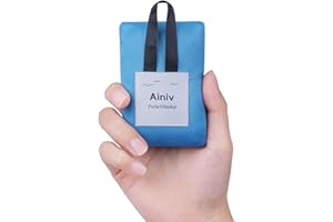 Ainiv Picnic Blanket, Mini Pocket Beach Mat 70 x 110 cm (1-2 People) Foldable, Lightweight Waterproof Sand Free, with Hand Strap, Foldable Thin Ground Sheet for Outdoor Camping Hiking Travel - Blue