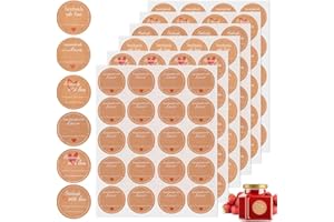 DOUSELLA 840 Pezzi Set di Etichette Adesive Personalizzate Rotonde Adesivi di Carta Kraft Etichette Adesive Cucina Vuoti Fai-da-Te Autoadesive per Bottiglie di Vetro, Vaso per Marmellate - Marrone