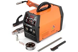 HITBOX 200A Gasless MIG Welder, 3-in-1 Flux Core Welder MIG/ARC/Lift TIG, Portable 240V IGBT Inverter Welding Machine with Torch & 0.8mm Wire, Perfect for Beginners (HBM1200)