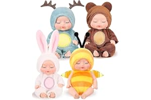 Fiotha Bambolina, Mini Bambola, Bambola Mini Bebè con Tutina, Bambole Set di Bambole Del Sonno Carino da 4 Pezzi da 11 cm, con Vestiti, Per Bambini Ragazzi Ragazzegiocattolo per Bambini