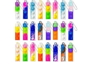 Yeefunjoy 24PC Mini Pop Push It Fidget Toy Portachiavi, Giocattolo Manuale con Bolle da premere Stile, Silicone Poppet Bubble Giocattoli Antistress per Autismo Sollievo dallo Stress, Bambini e Adulti