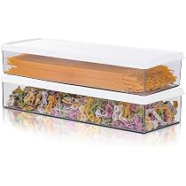 DUOHERESHUI Boîtes De Stockage Alimentaire Pour Pâtes - 2 Pièces Transparentes Hermétiques - Pour Spaghettis, Céréales, Riz