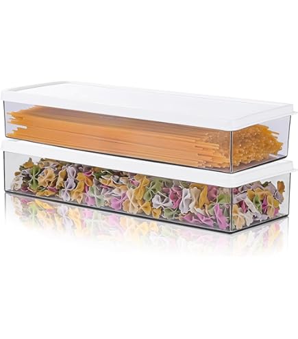 2 Pièces Boîte Stockage Pâtes, Boite Spaghettis, Boîte à Pâtes Transparente Plastique, Boîte Conservation Spaghetti, Boîte De Rangement Pour Aliments Avec Couvercle Pour Céréales, Pâtes, Céréales
