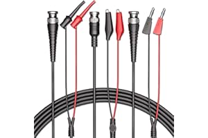 Cleqee BNC Messleitungen Set Oszilloskop Messleitungen Kit BNC zu Alligator Krokodilklemmen BNC zu Testhaken Klemmen BNC zu Dual Stackable Bananenstecker Kabel Drähte