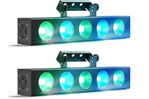 RTKTOUP Foco Bañador de Pared 60W, 5 piezas 4 en 1 RGBW COB LED Barra de Luces, Luz de Fiesta Luz de Discoteca dmx para discotecas, bodas, interior/exterior, Halloween DJ (2 piezas)