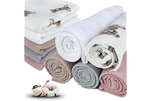 PLUMERI 5er 70x70cm Satz Pastellfarben Musselin Baumwolle Spucktücher Mulltücher Saugstark Waschlappe Hochwertige Stoffwindeln Mullwindeln