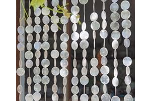 GURU SHOP Guru-Shop Cortina de Conchas Exóticas de Capiz, Carillón de Viento, Separador de Ambientes, Cortina Para Puertas, Decoración de Paredes - 100x210cm, Blanco-crema, Rebanadasdeconcha, 210x100x2 cm