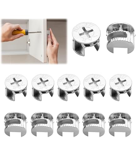 Metal Cam Lock Nuts – 12-Pack Compatible With IKEA 119250, 119251, 119252 (KALLAX, BRIMNES Etc) – Replaces Plastic Cams, Zinc Alloy