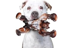 Zinbo Dog Toys for Aggressive Chewers, Indestructible Dog Toys, Tough Dog Toys for Aggressive Chewers Medium/Large Breed, Real Bacon Flavored, Durable Nylon Dog Bone Toys