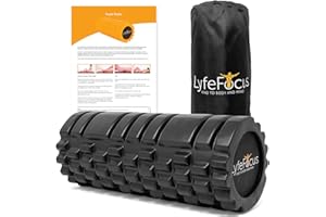 LyfeFocus Premium Trigger Point Foam Roller (Black) - Multi Pressure Point with 3 Unique Moulds for Muscle Tension - Specialist Approved Sports Massage Roller for Deep Tissue Therapy - with Carry Bag