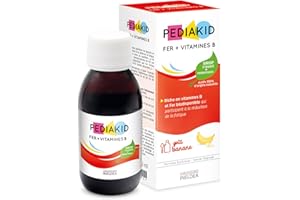 PEDIAKID - Sirop Fer + Vitamines B - Complément Alimentaire Naturel - Formule Exclusive au Sirop d'Agave - Optimise les Apports en Fer - Contribue à Réduire la Fatigue - Goût Banane - Flacon 125 ml