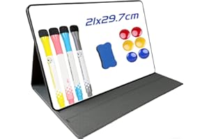 YORFULL Pizarra pequeña magnética de escritorio, minipizarra tamaño A4 y bolígrafos, plegable, con borrador de pizarra, 6 botones magnéticos, planificador semanal para nevera, niños, oficina, hogar