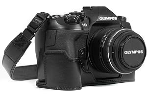 MegaGear MG1086 Ever Ready skórzane etui na aparat kompatybilne z Olympus OM-D E-M1 Mark III, E-M1 Mark II - czarne