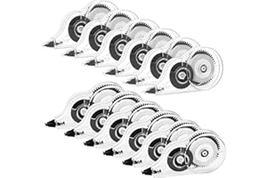 aurorayer 12 Stück Korrekturroller mit Schutzkappe 12m x 5 mm Korrekturbänder Korrekturmaus Korrektur Schulsachen Correction Tape Transparentes Gehäuse für Schule, Büro, Heimbedarf