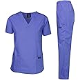 Dagacci Scrubs Medical Uniform Mens Scrub Set Medical Scrubs Top and Pants, Ceil Blue, M