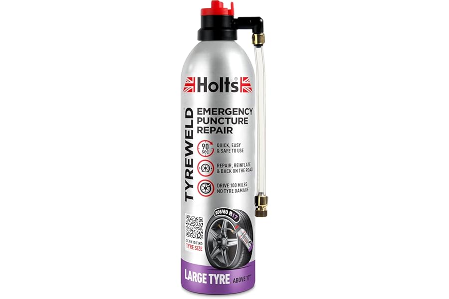 Holts Tyreweld Puncture Sealant 500ml, Emergency Tyre Repair Foam, Car Puncture Repair Kit Sealant To Get You Back On The Road, Quick & Easy Flat Tyre Foam, Drive Up To 100 Miles, No Tools Needed