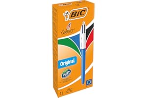 BIC 4 Couleurs Original - Stylos-Bille Rétractables Pointe Moyenne (1,0 mm) - Certifié NF Environnement - Boîte de 12
