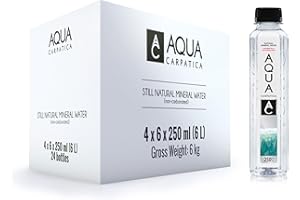 AQUA Carpatica 250ml x 24 Pure Natural Still Mineral Water - 24-Pack Bottled Water, Virtually Nitrate Free, Low Sodium, Naturally Alkaline, Natural Electrolytes, Premium Multipack 100% Recyclable