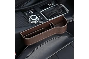 SMAWORLD 2Pcs Multifunctional Car Seat ?Organizer, Car Seat Gap Storage Box (Left and Right), Car Seat Gap Catcher Filler Storage Box Pocket Organizer Holder (Brown)
