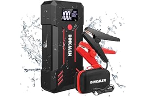 ‎DINKALEN DINKALEN Starthilfe Powerbank, 23800mAh 3000A Spitzstrom Tragbare Auto Starthilfe (Alle Benzin und Bis Zu 8L-Diesel) 12V Autobatterie Anlasser Starthilfegerät mit LED Taschenlampe (SCHWARZ)