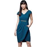 Miss Chase Women's V-Neck Cap Sleeve Dress