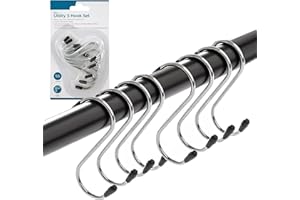D.A.Y. REPUBLIC 5 Pack, S Hooks Heavy Duty Iron Coated S Shaped Utility Hooks with Rubber ends Perfect for Hanging Kitchen Utensils Bathroom supplies and Workshop Items a Household Home Essential (6.5cm, 5)